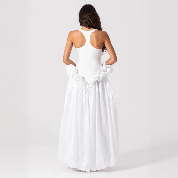 Damen Elegantes Maxikleid mit Rüschensaum und Figurbetontem Oberteil Echo Archiv
