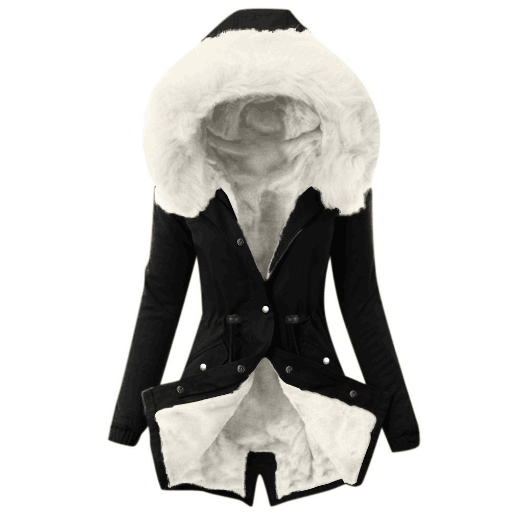 Damen Taillierter Winterparka mit kuscheligem Teddyfutter und großer Kapuze Echo Archiv
