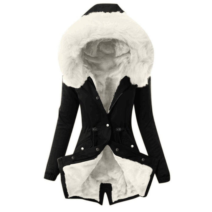 Damen Taillierter Winterparka mit kuscheligem Teddyfutter und großer Kapuze Echo Archiv