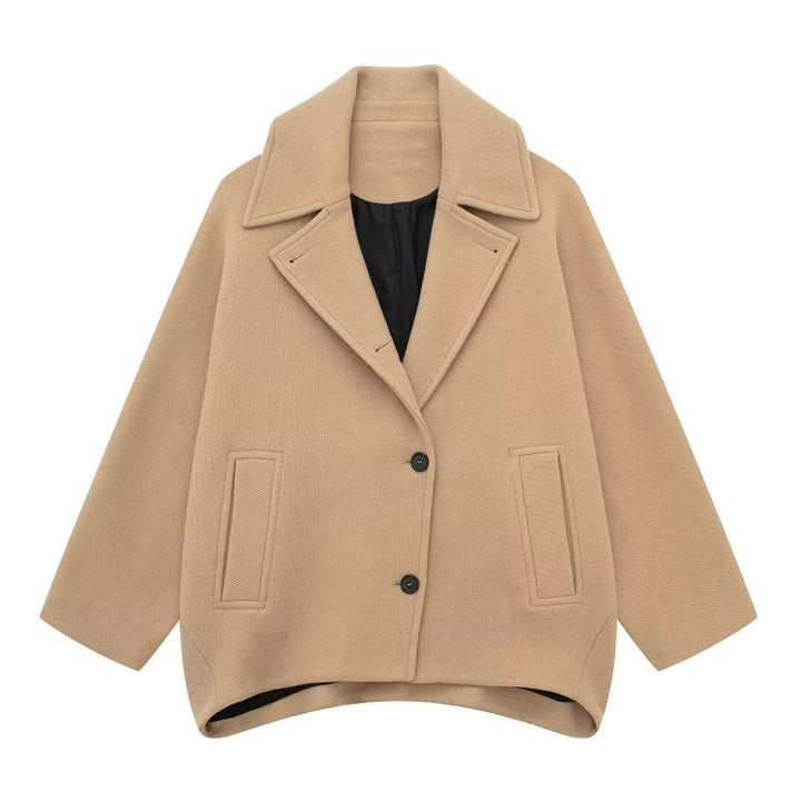 Damen Kurz geschnittener Oversize-Wollmix-Caban mit weitem Revers und kastiger Silhouette Echo Archiv