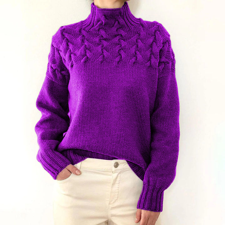 Damen nan Strickpullover mit Zopfstruktur und hohem Rollkragen Echo Archiv