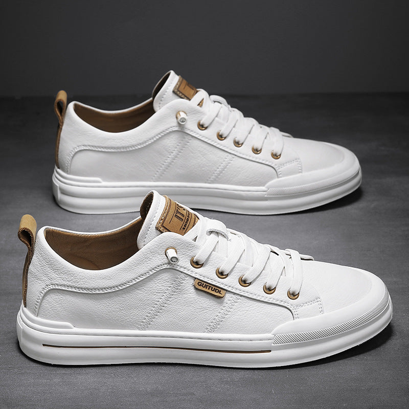 Herren Lässige Leder-Sneaker mit gepolstertem Knöchelkragen und robuster Gummisohle Echoarchiv