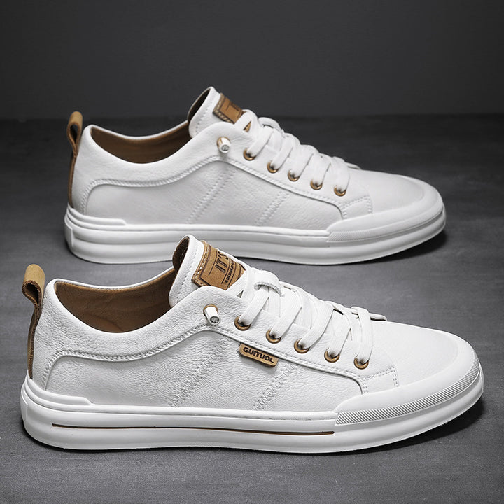 Herren Lässige Leder-Sneaker mit gepolstertem Knöchelkragen und robuster Gummisohle Echoarchiv