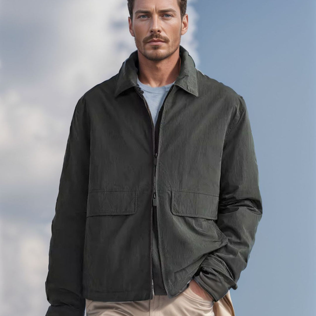 Herren urbane Utility-Jacke mit praktischen Taschen und hohem Kragen Echoarchiv