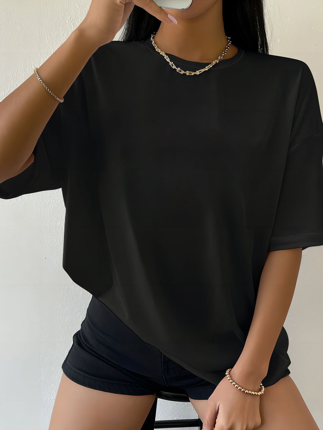 Damen oversized Baumwoll-T-Shirt mit geradem Schnitt und minimalistischem Design Echo Archiv