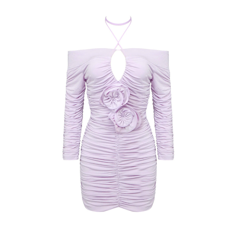 Damen Mini-Kleid mit schulterfreiem Design und Raffungen Echo Archiv