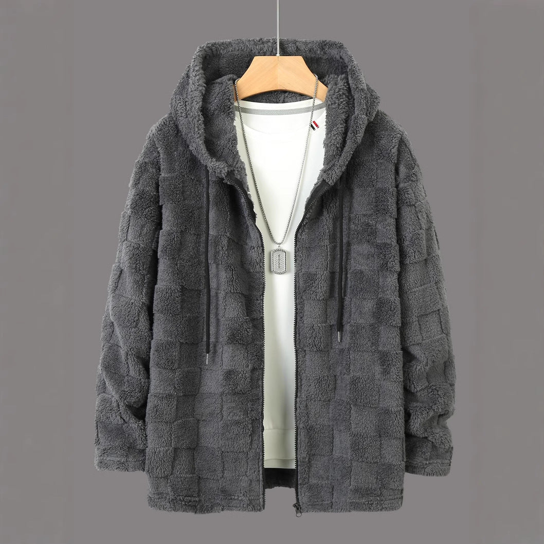 Herren Kuschelige Fleecejacke mit Kapuze und Taschen Echoarchiv