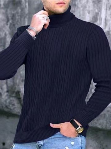 Herren Rollkragenpullover mit strukturiertem Strickmuster Echoarchiv