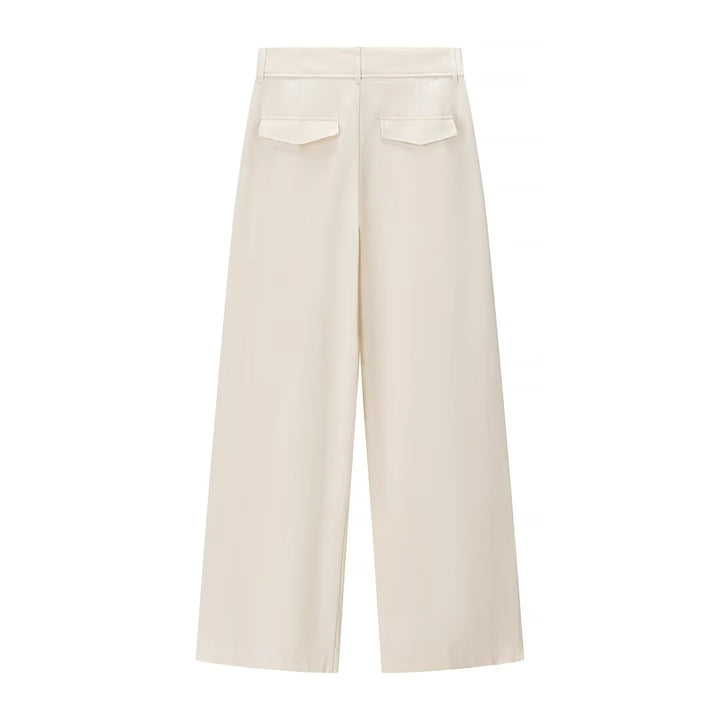 Damen hochtaillierte Palazzo-Hose mit Bundfalten, weitem Bein und verdeckter Frontleiste – Avélisse