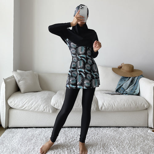 Damen Modisches 360-Grad-Schwimmanzug mit integrierter Hijab Echo Archiv