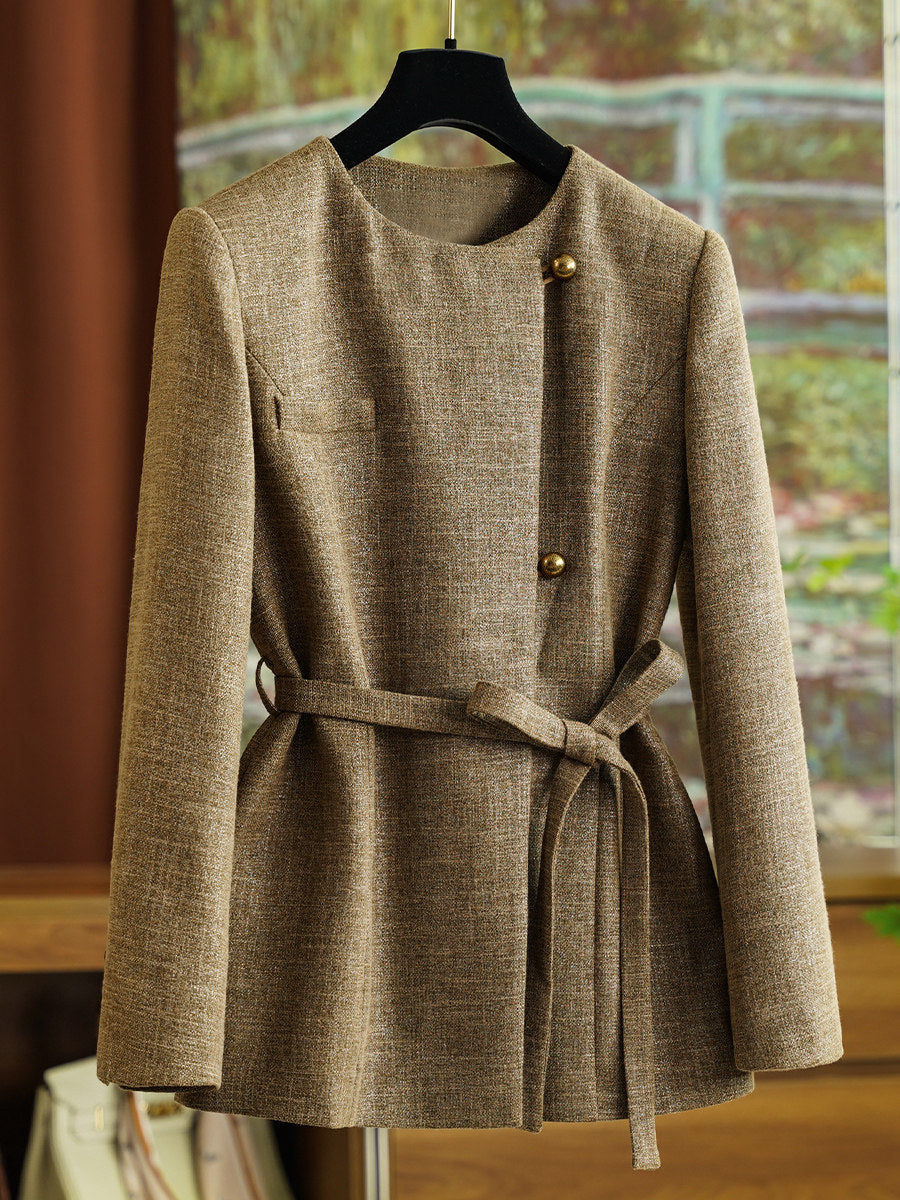 Damen Modische Blazerjacke mit Taillengürtel Echoarchiv