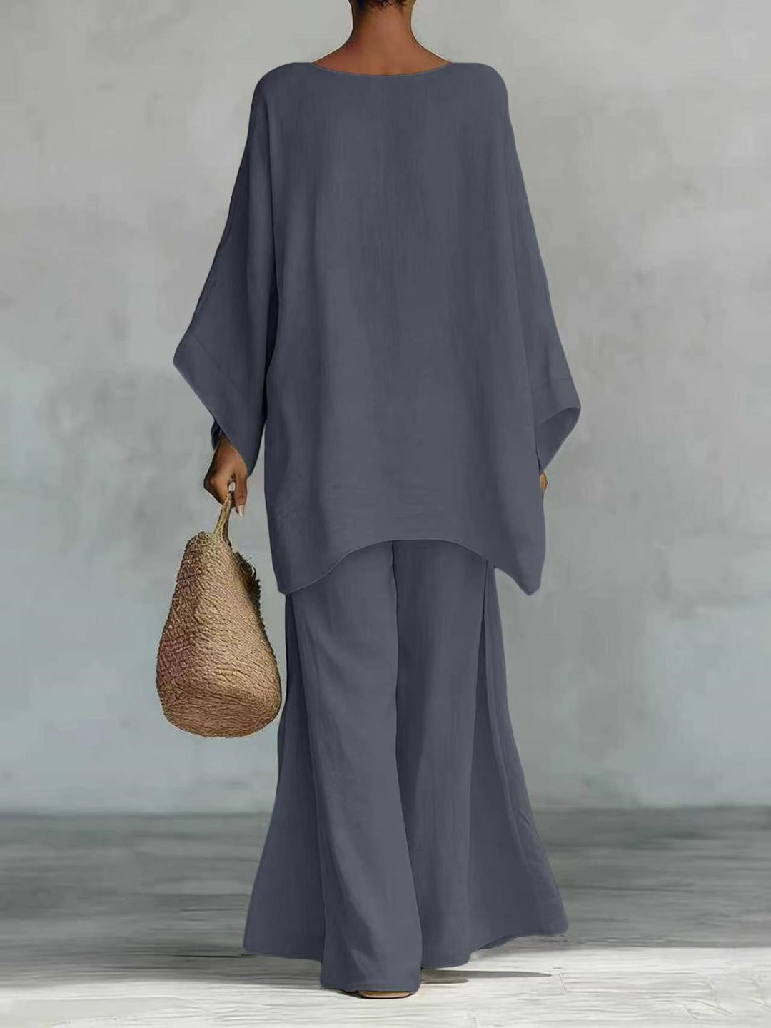 Damen Lässiges Oversize-Kaftanoberteil mit weiten Palazzohosen Echoarchiv