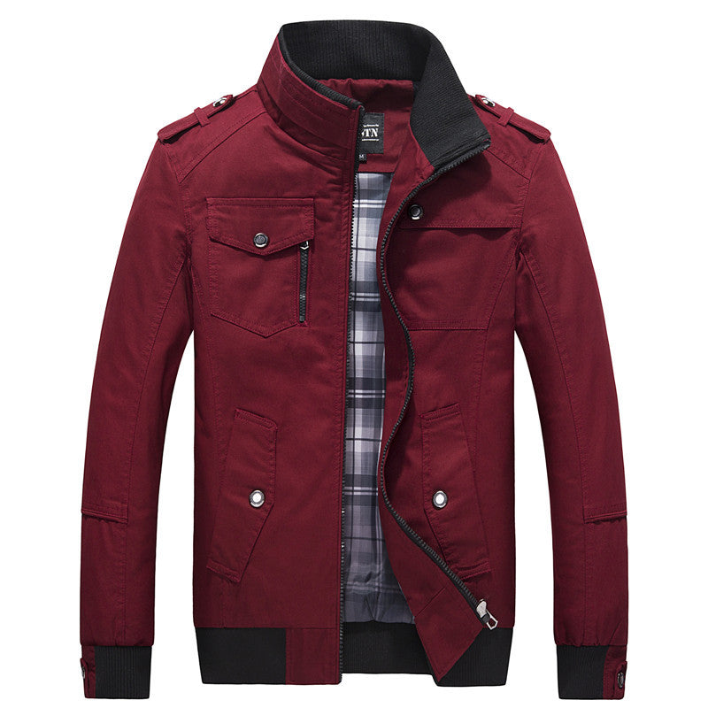 Herren Utility-Fieldjacke mit Stehkragen und kariertem Innenfutter Echoarchiv