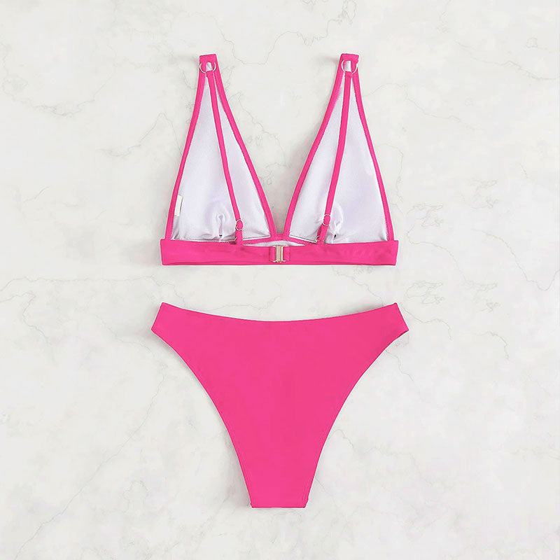 Damen Hochtaillierter Bikini mit elegantem V-Ausschnitt Echo Archiv