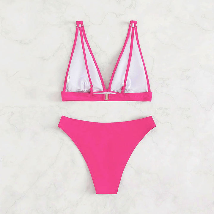 Damen Hochtaillierter Bikini mit elegantem V-Ausschnitt Echo Archiv