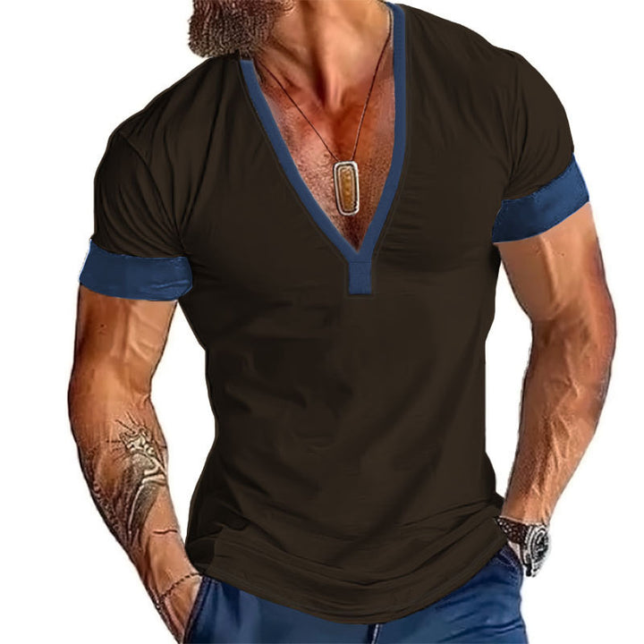 Herren modernes V-Ausschnitt T-Shirt Echoarchiv