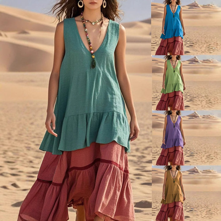Damen lässiges Maxikleid mit voluminösem Saum Echo Archiv