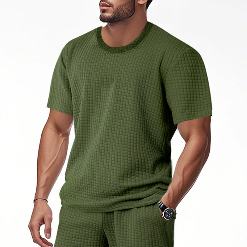 Herren lässiges Kurzarm-Shirt mit strukturiertem Design Echoarchiv