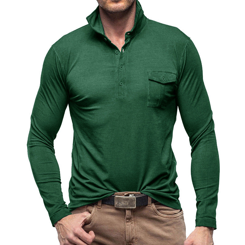Herren Langarm Poloshirt mit modernem Stehkragen Echoarchiv