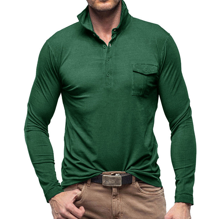 Herren Langarm Poloshirt mit modernem Stehkragen Echoarchiv