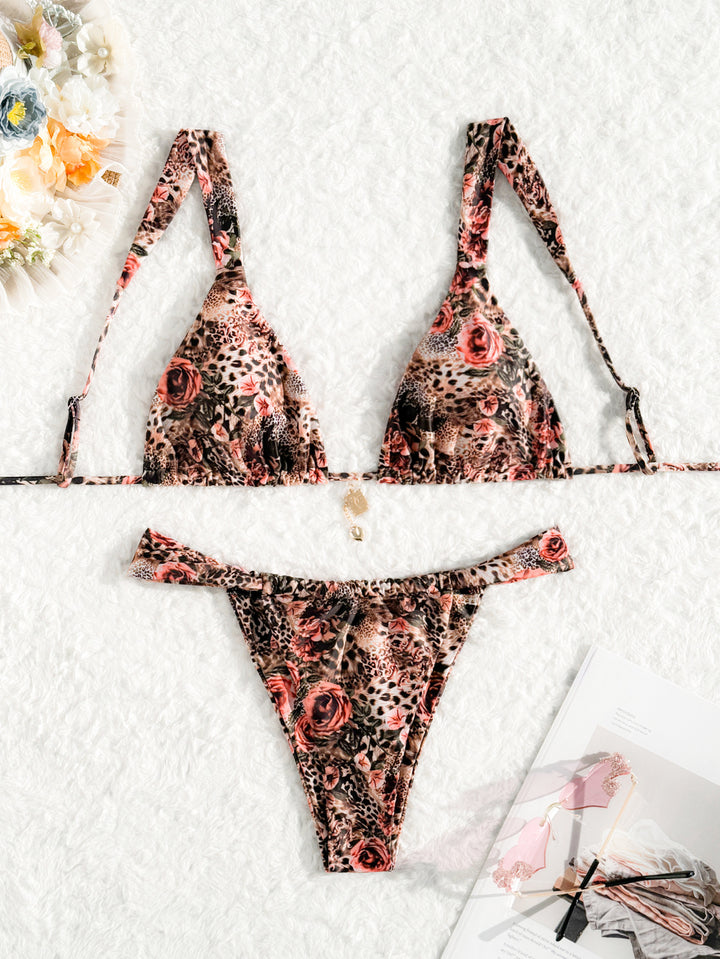 Damen Triangel-Bikini mit floralem Leopardenmuster Echo Archiv