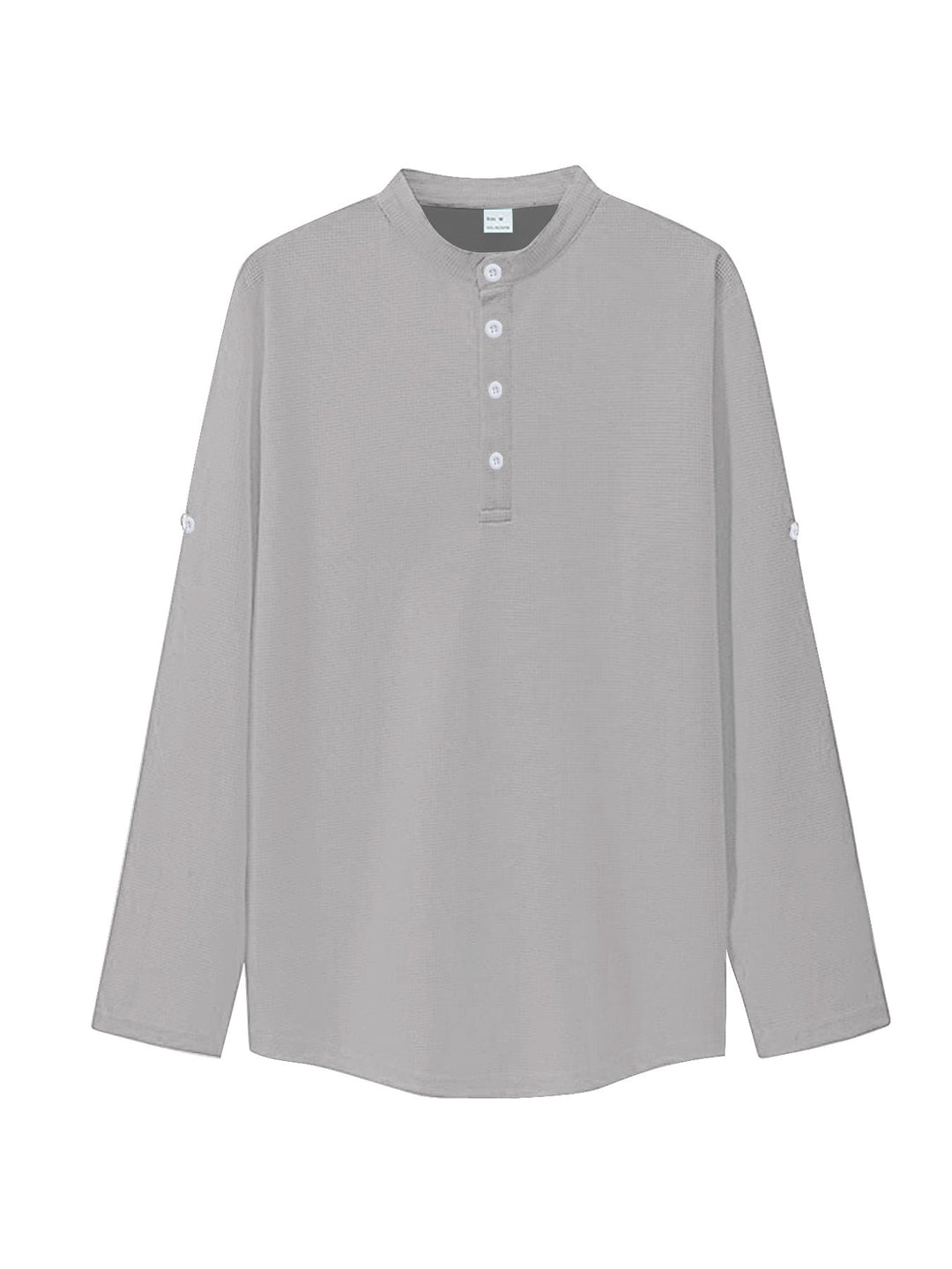 Damen nan oversized Langarm-Henley mit Stehkragen Waffelstruktur und Ärmelsicherung Echo Archiv