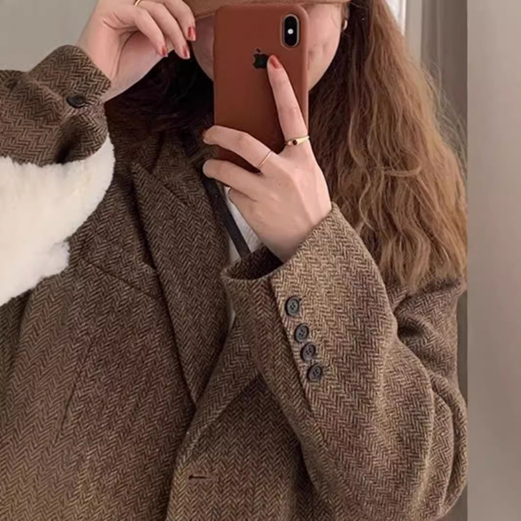 Damen Modischer Tweedblazer Echoarchiv