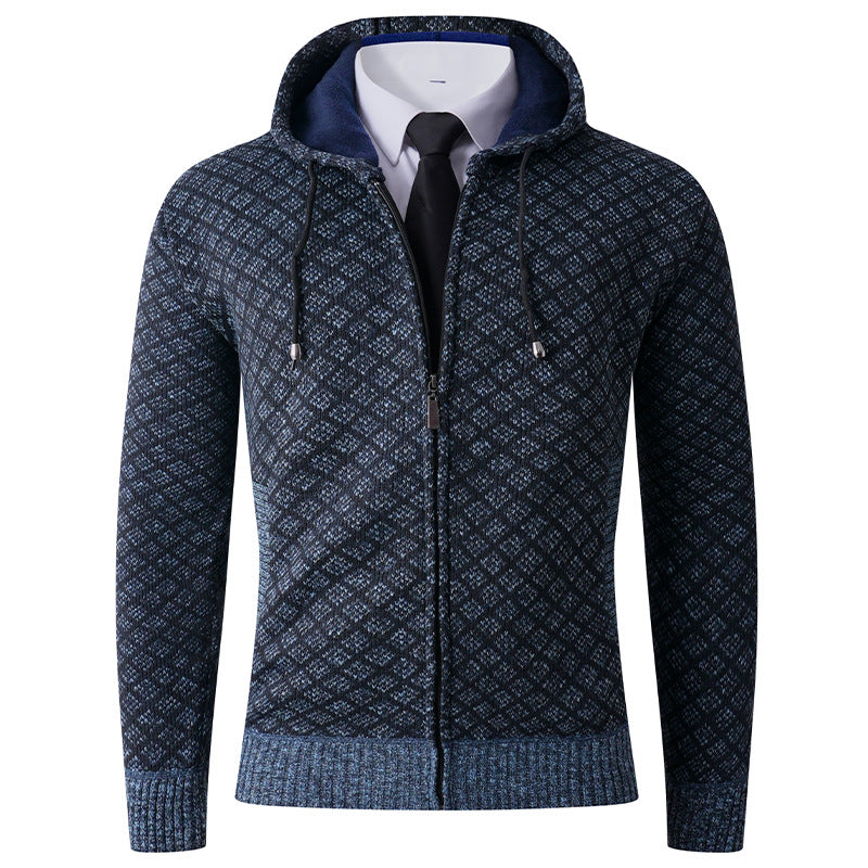 Herren elegante Kapuzenjacke mit strukturiertem Muster Echoarchiv