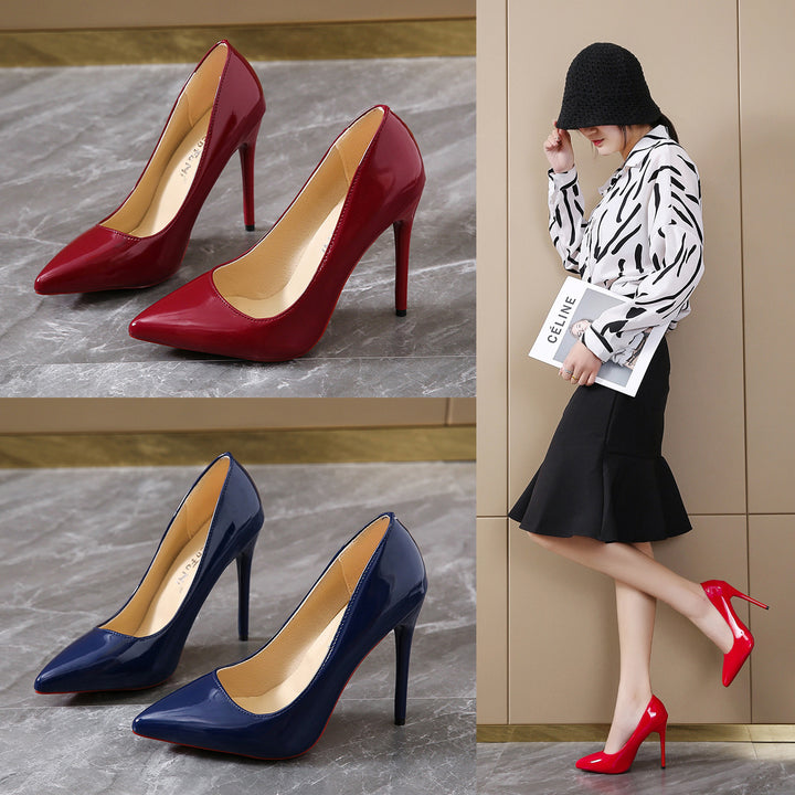 Damen nan spitzer bürotauglicher Pumps aus Lackoptik mit schmalem Stiletto und gepolstertem Komfortfußbett Echo Archiv