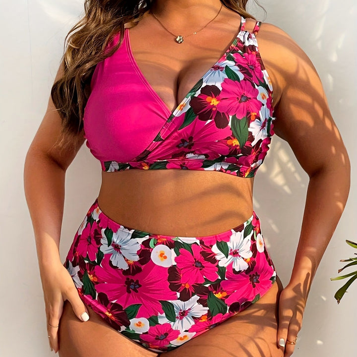 Damen Hochwertiges Bikini-Set mit romantischem floralem Druck und komfortablem Hochschnitt Echo Archiv