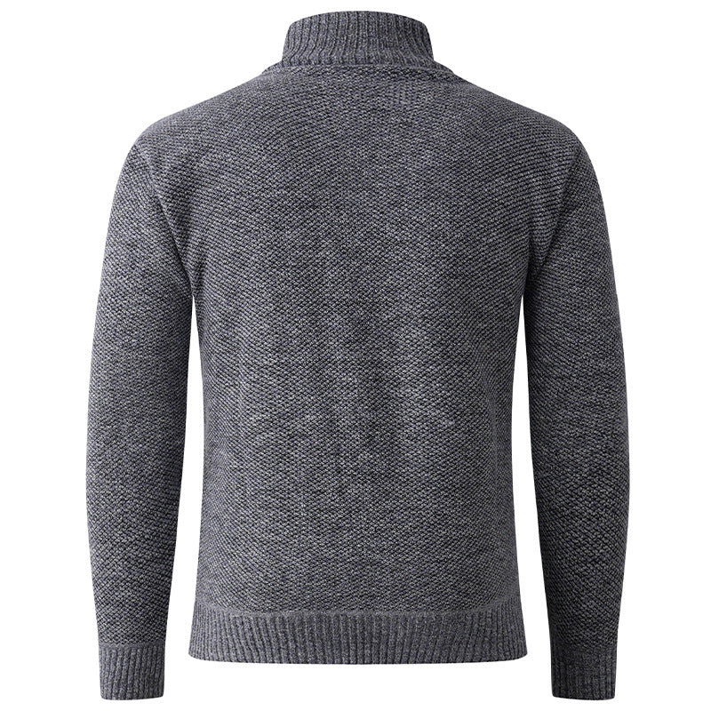 Herren Strickpullover mit hohem Kragen und durchgehendem Knopfverschluss Echoarchiv