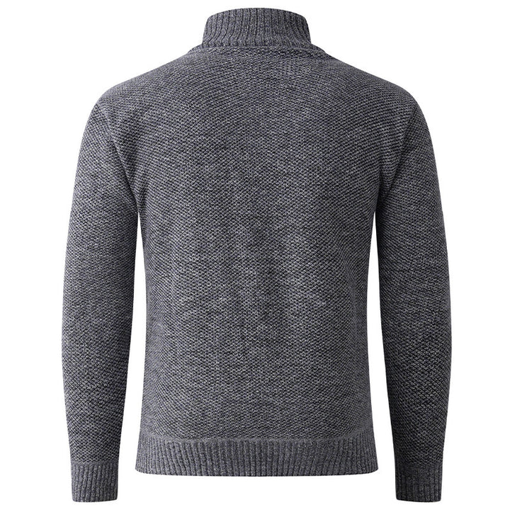 Herren Strickpullover mit hohem Kragen und durchgehendem Knopfverschluss Echoarchiv