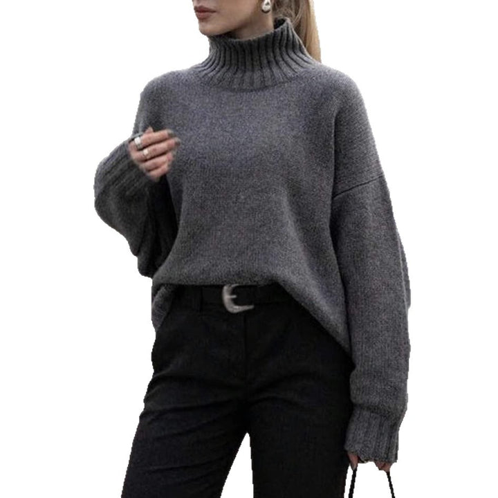 Damen Boxy-Rollkragenpullover aus feinem Wollmix mit Ballonärmeln und überschnittener Schulter – Mavelle