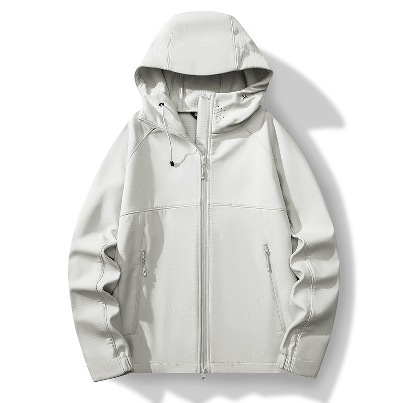 Herren Atmungsaktive Softshell-Hybridjacke mit Kapuze, Fleece-Innenfutter und Zwei-Wege-Reißverschluss Echoarchiv