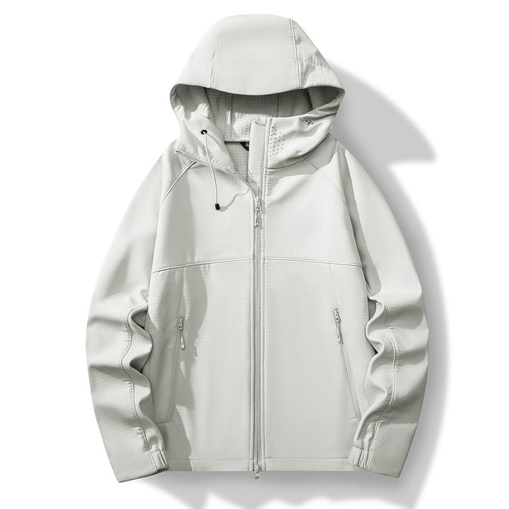 Herren Atmungsaktive Softshell-Hybridjacke mit Kapuze, Fleece-Innenfutter und Zwei-Wege-Reißverschluss Echoarchiv