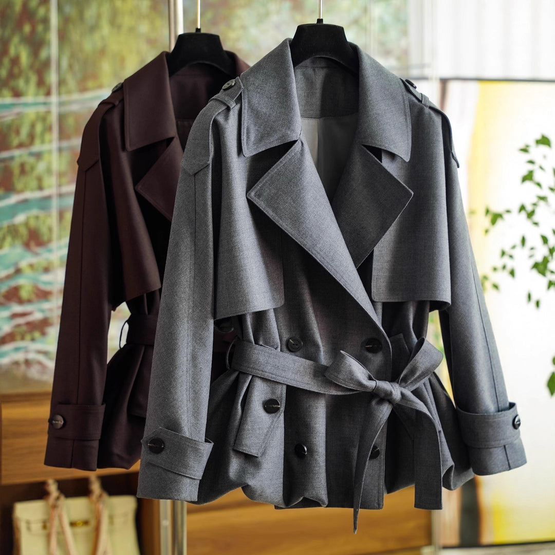 Damen Modischer Trenchcoat mit Taillengürtel Echoarchiv