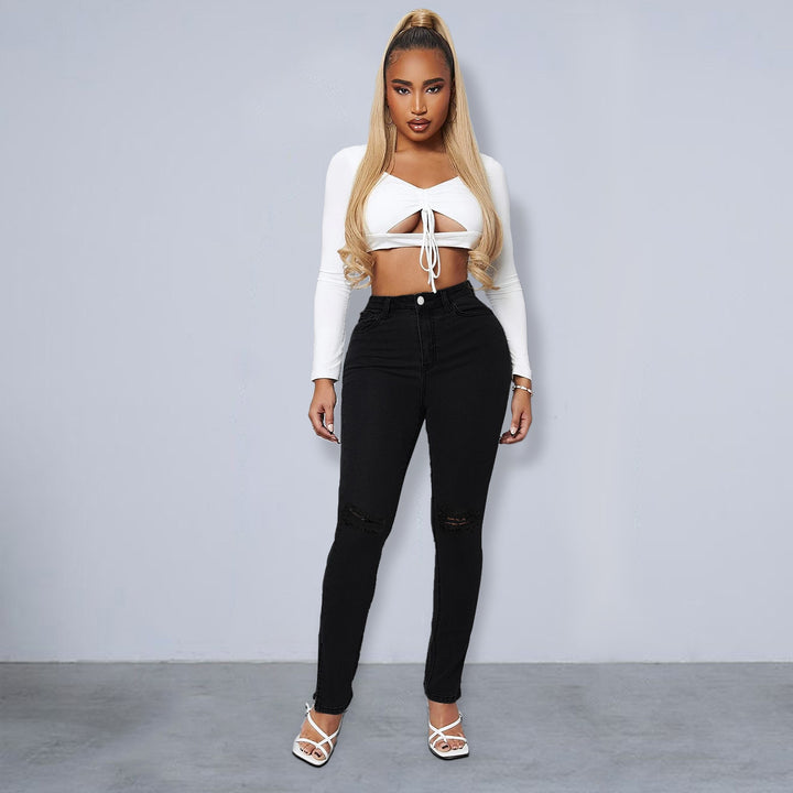 Damen Sculpting High-Waist Skinny-Jeans mit Knie-Slits und Knöchel-Reißverschluss Echo Archiv