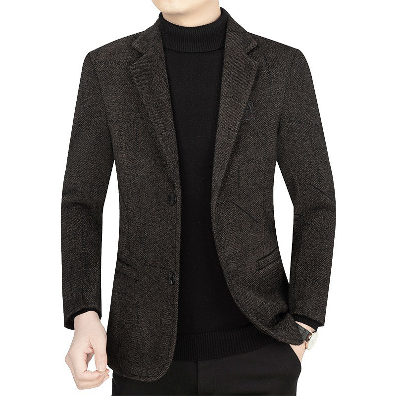 Herren Slim-Fit Sakko aus strukturiertem Wollmix mit leichter Halbfütterung und Zweiknopf-Silhouette – Tianoro