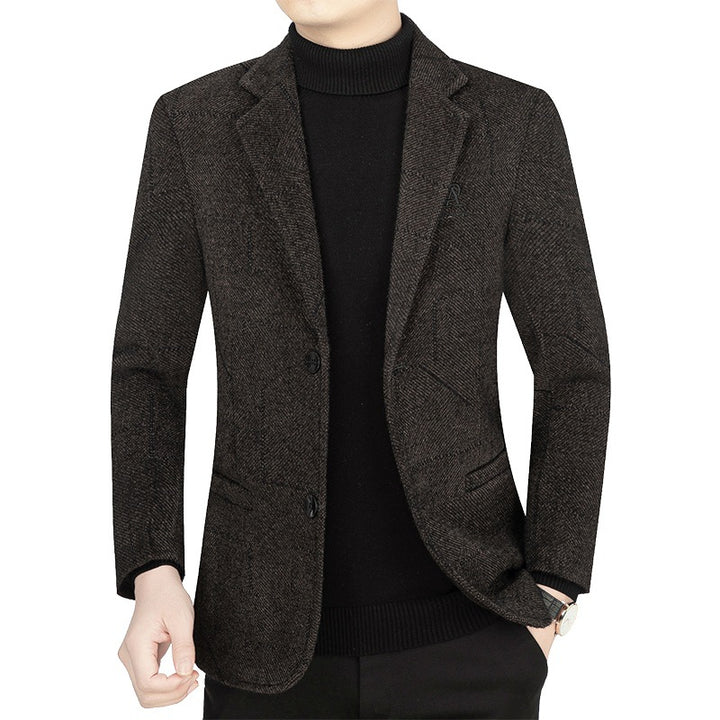 Herren Slim-Fit Sakko aus strukturiertem Wollmix mit leichter Halbfütterung und Zweiknopf-Silhouette – Tianoro