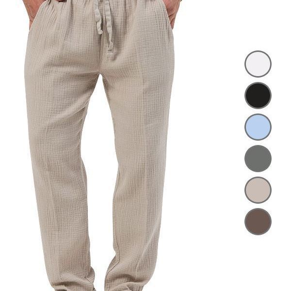 Herren nan lässige Leinen-Relaxhose mit elastischem Tunnelzugbund und praktischen Seitentaschen Echo Archiv