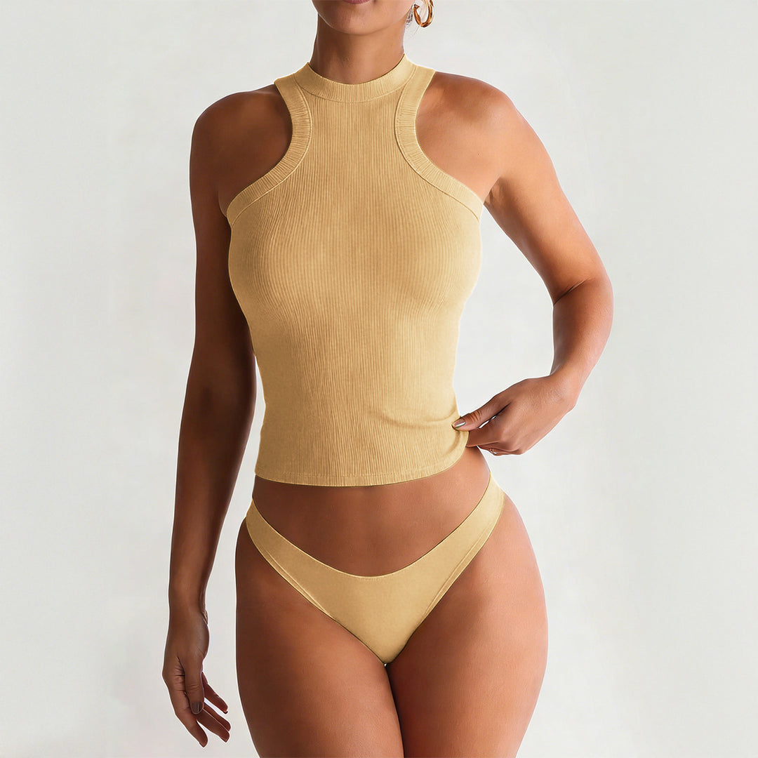 Damen Sportliches Trägershirt aus elastischem Material mit hochwertiger Rippstruktur Echo Archiv