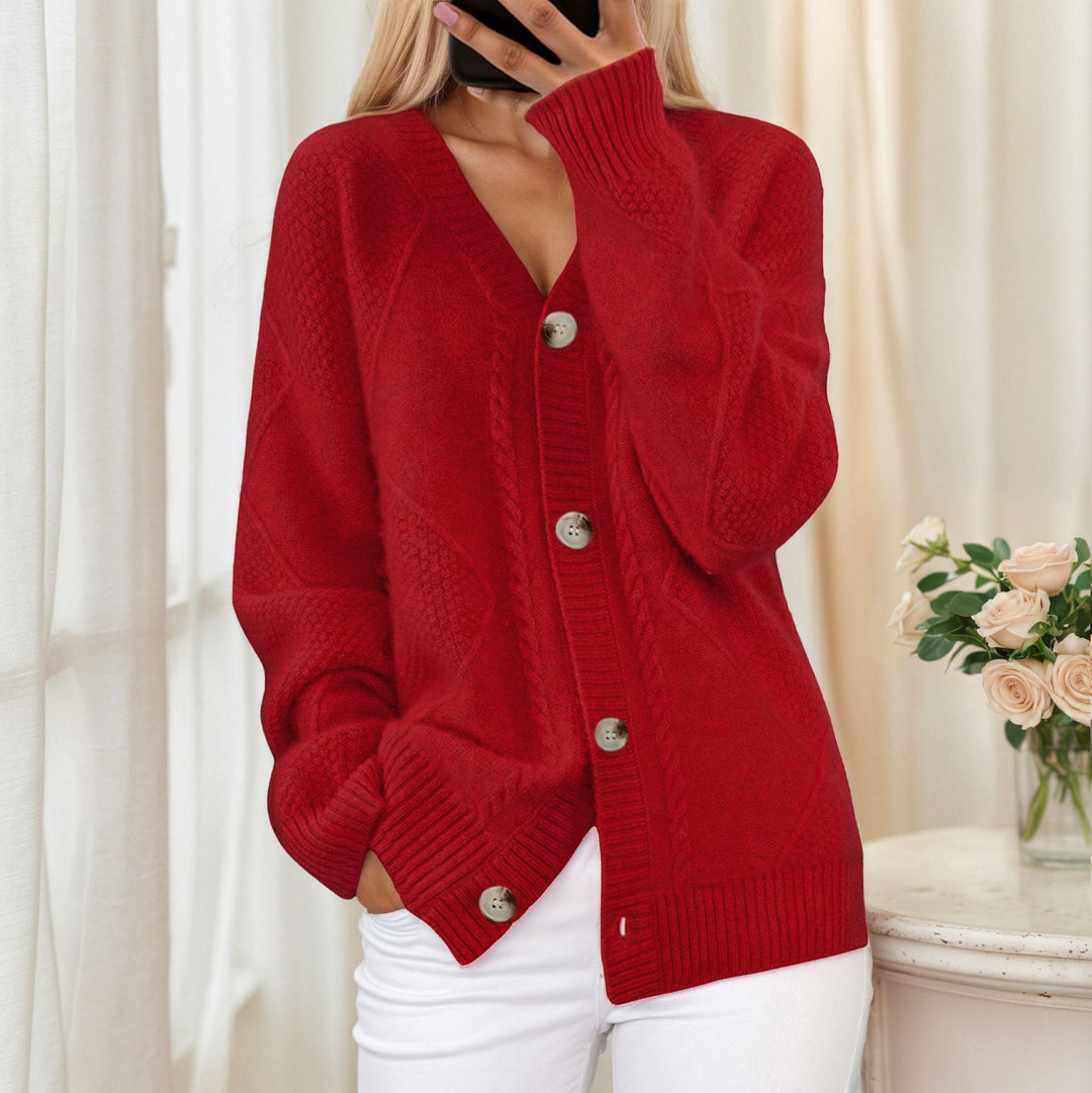 Damen nan oversize Strickcardigan mit V-Ausschnitt und Perlmuttknöpfen Echo Archiv