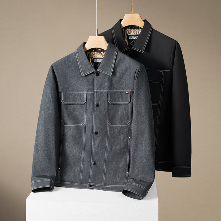 Herren Übergangs-Truckerjacke mit gesteppter Innenfütterung und Kontrastnähten Echo Archiv