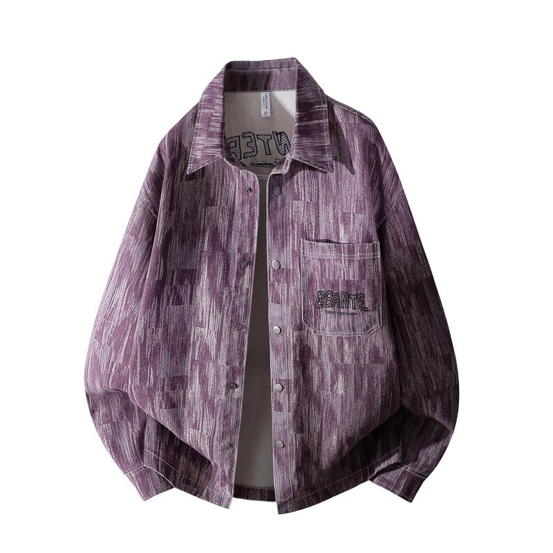 Herren Oversize-Hemdjacke mit Strukturprint, Druckknopfleiste & aufgesetzter Brusttasche Echoarchiv