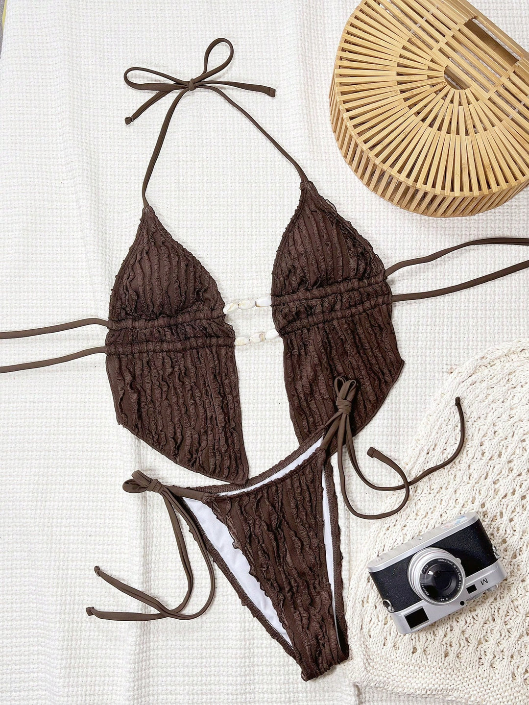Damen Bikini-Set mit modischem Rüschendesign und verstellbaren Bindebändern Echo Archiv