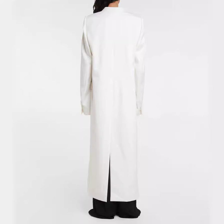 Damen Maxilanger schlanker Mantelblazer mit verdeckter Knopfleiste und schmaler Schulterlinie Echoarchiv