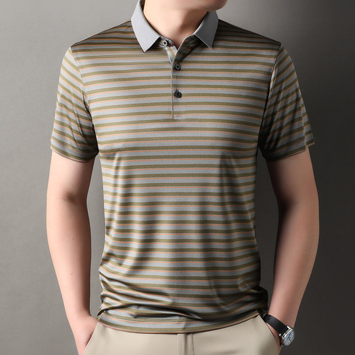Herren Poloshirt mit atmungsaktiver Komforttechnologie und modernem Streifenmuster Echoarchiv