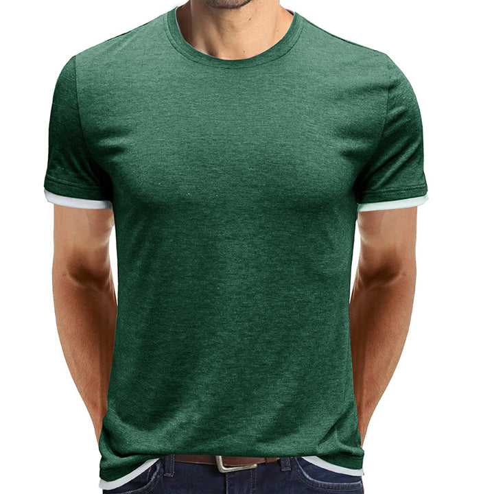 Herren atmungsaktives Rundhals-T-Shirt mit kontrastierenden Ärmeln Echoarchiv