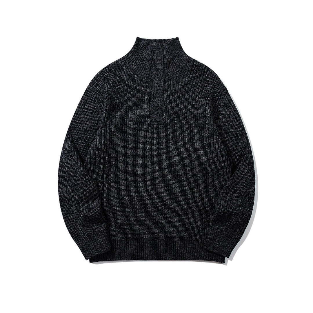 Unisex Grobgestrickter Rollkragenpullover mit halber Knopfleiste Echoarchiv