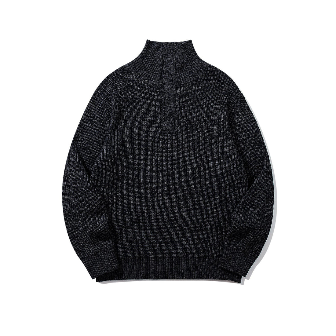 Unisex Grobgestrickter Rollkragenpullover mit halber Knopfleiste Echoarchiv